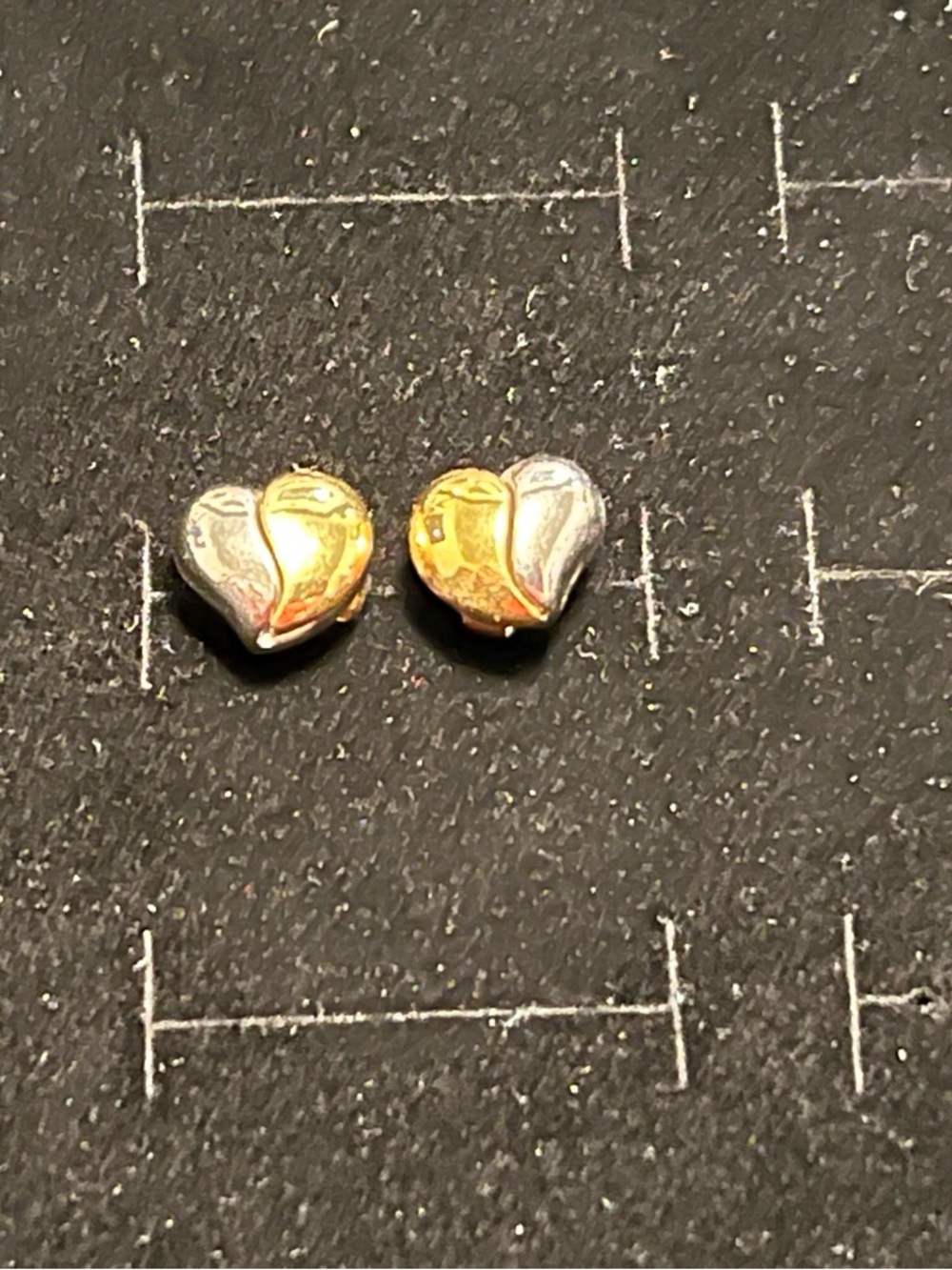Vintage Avon Two-Tone Heart Stud Earrings - Gold & Silver